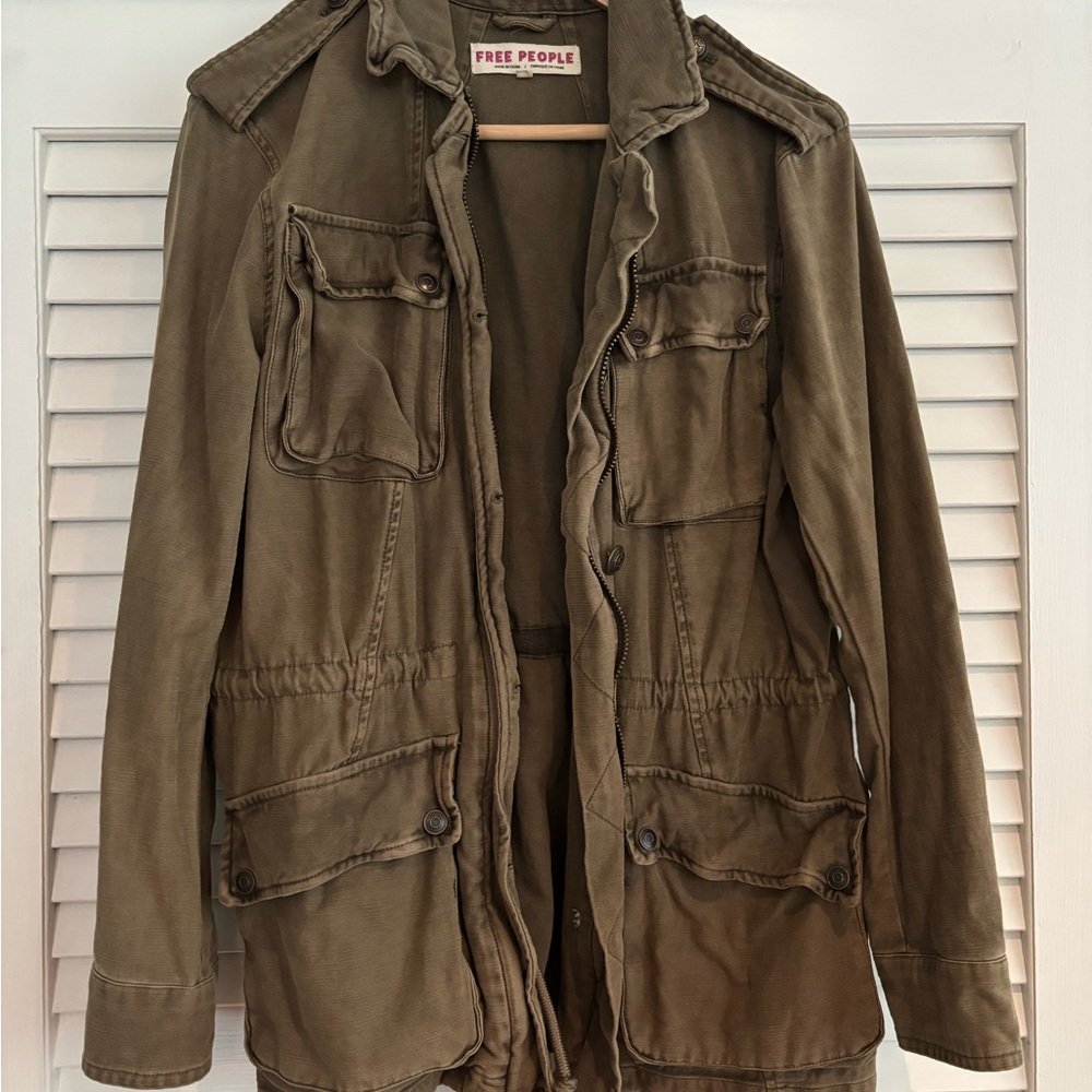 Free People Khaki Green Utility Jacket